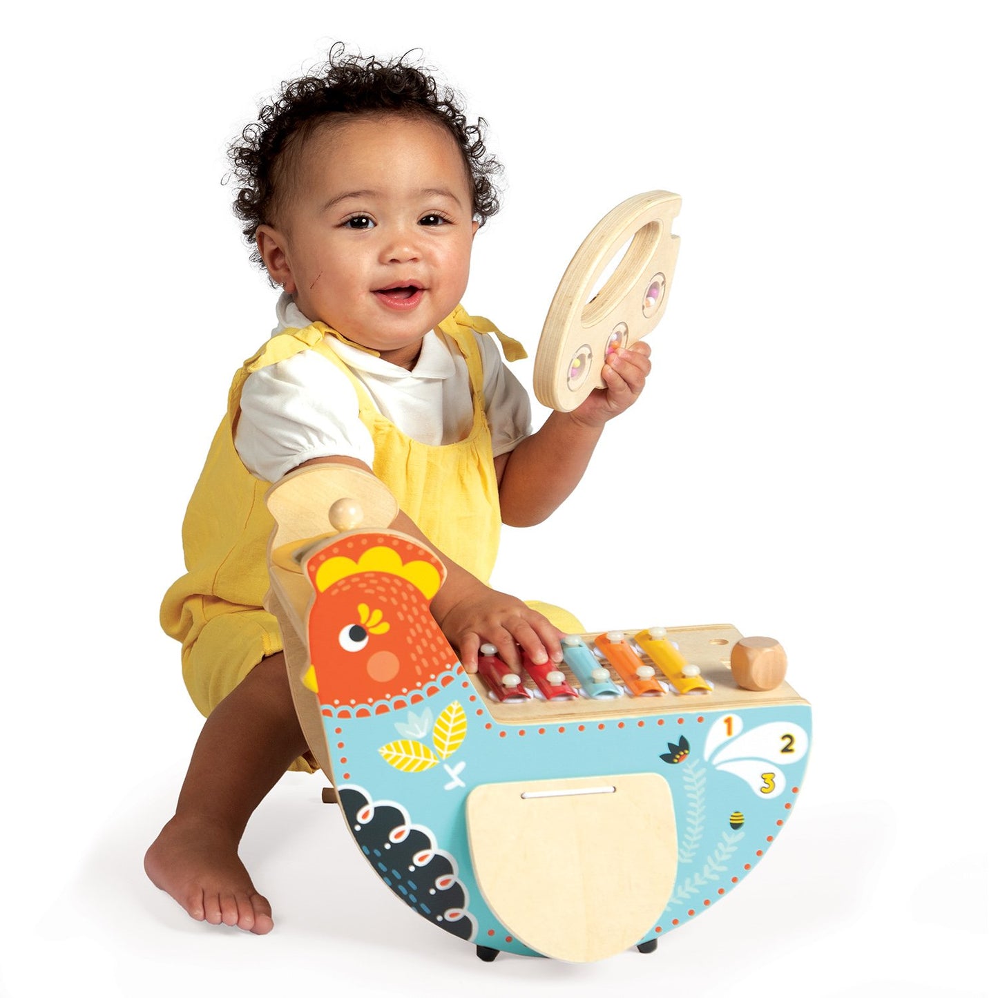 Manhattan Toy Musical Chicken Instrument for Toddlers - Xylophone, Drumsticks, Cymbal, Maraca - Blue - One Size - Model 216570