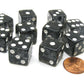 Koplow Games Set of 10 D6 16mm Glitter Dice - Black with White Pips