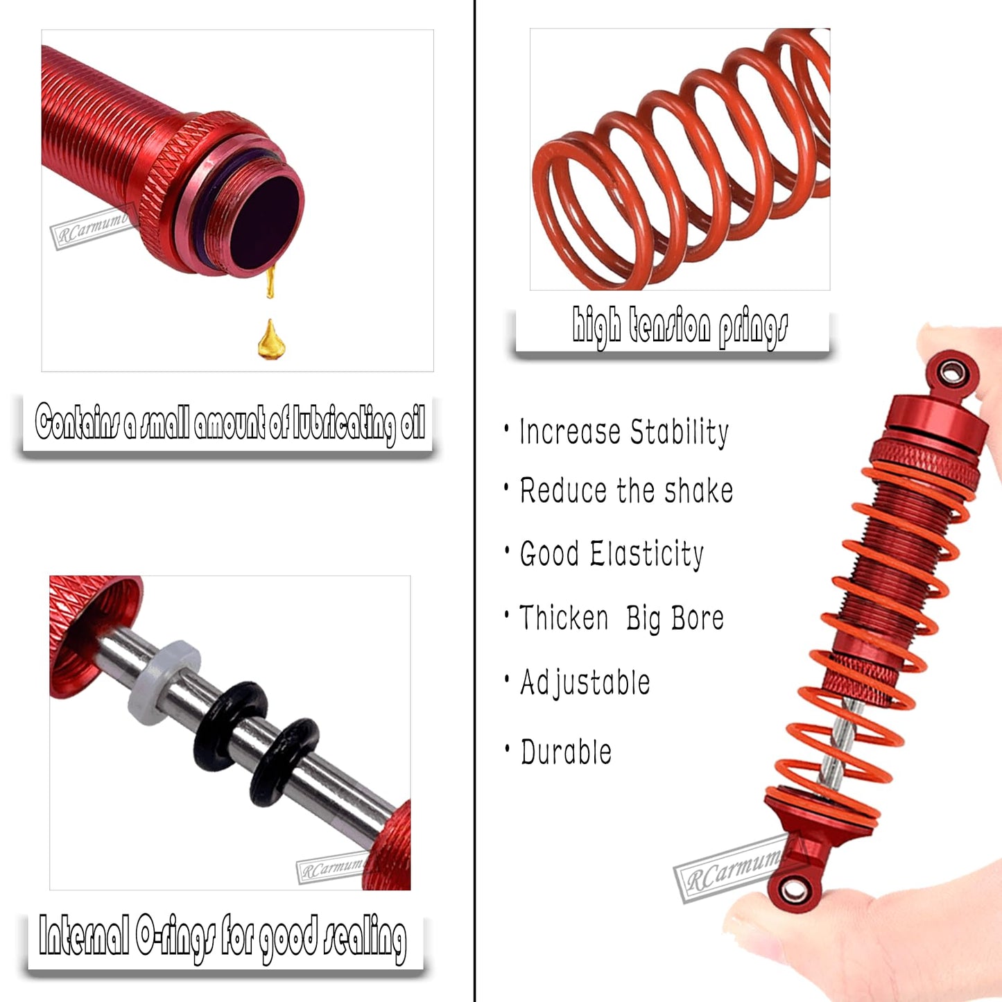 Rcarmumb CVD Drive Shaft & Shocks Upgrades Part for 1/10 Arrma Senton Granite 3s Blx&Mega550,Vortek 3s Blx,4pcs Front Rear Steel