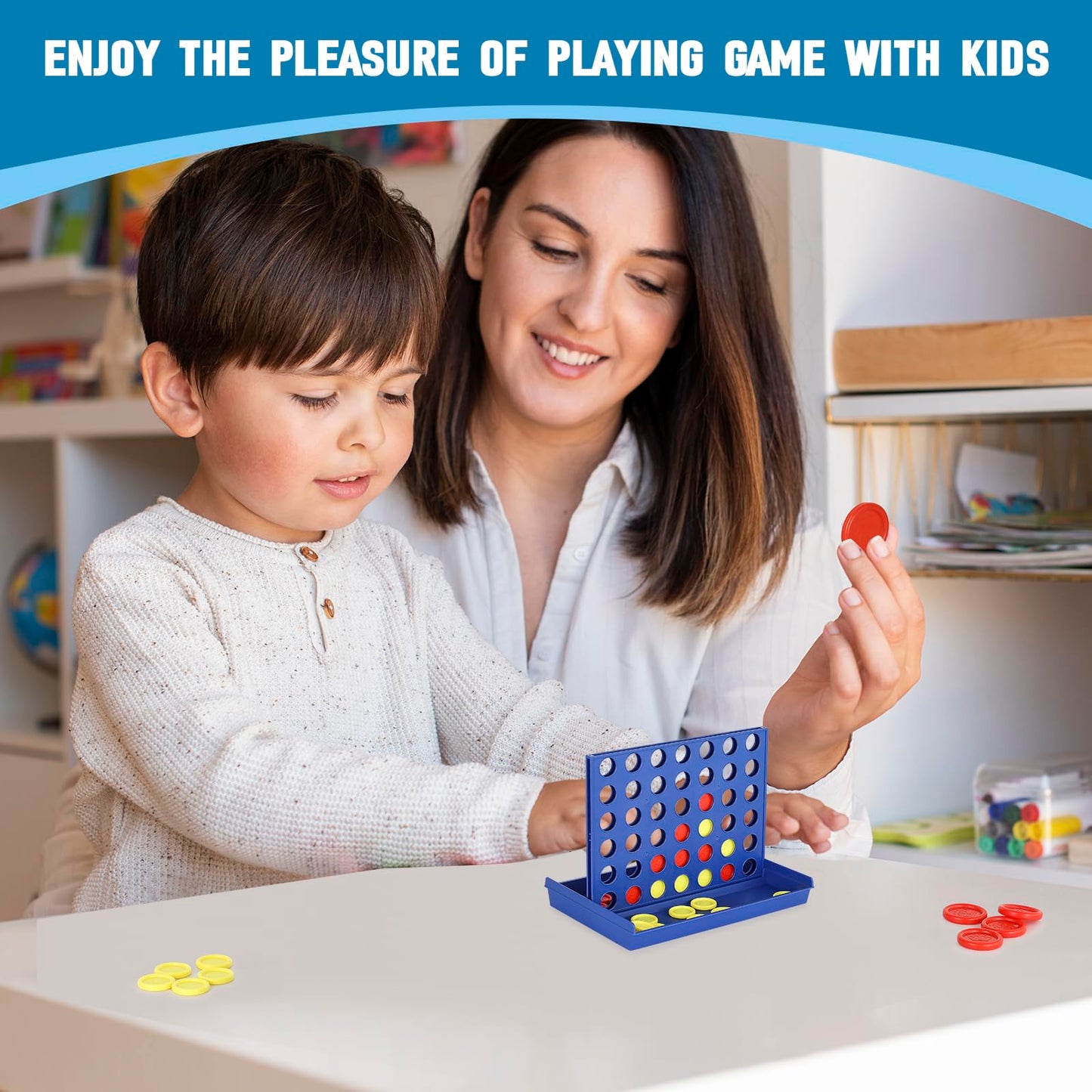 Pedolini 4 In A Row Connect Game Travel Board Game (Small) Mini 7X4.8 Inch