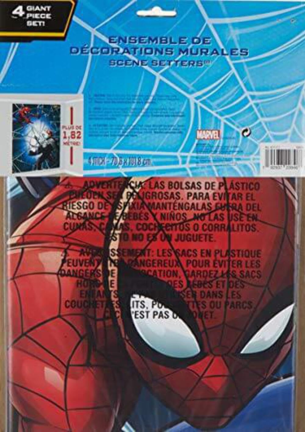 Amscan 671171 Spider-Man Webbed Wonder Scene Setter with Props, Birthday 4 ct, 59 x 65, Multicolor