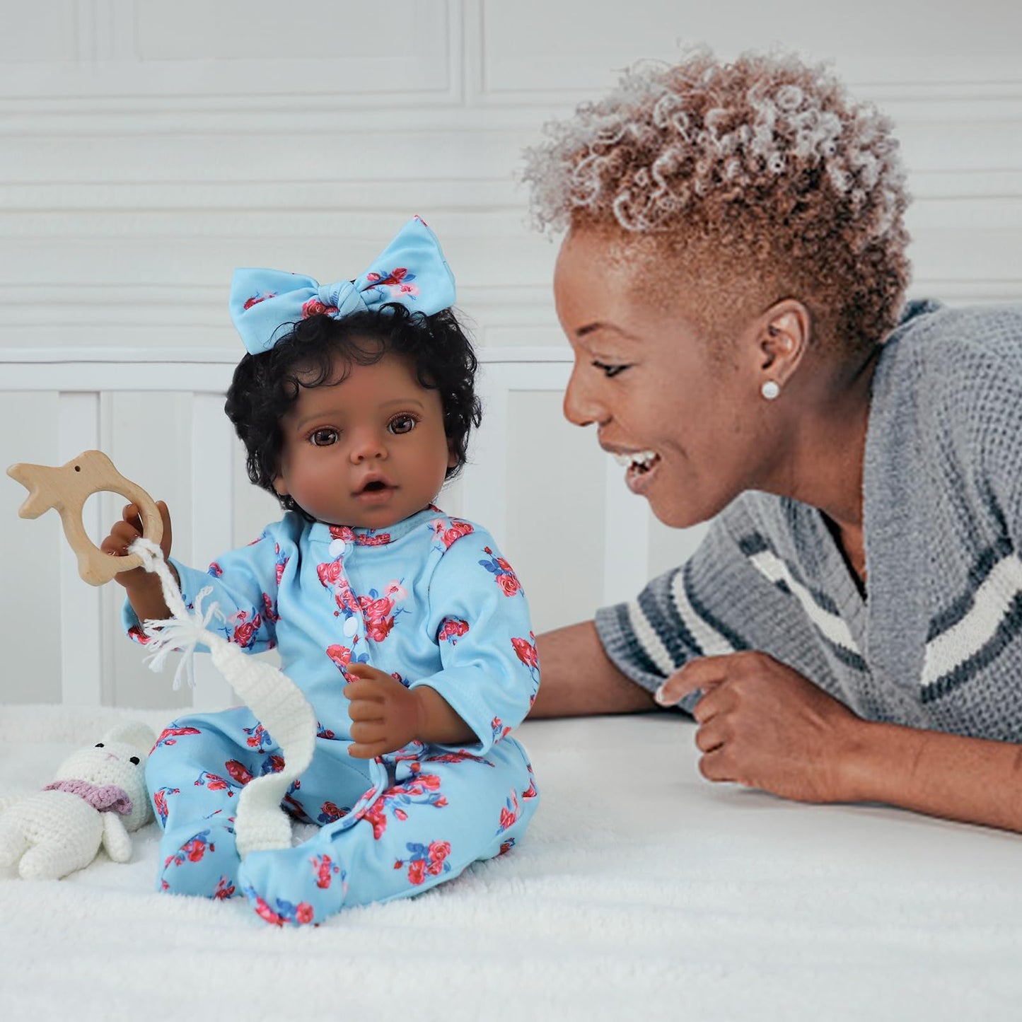 Scom Lifelike Reborn Black Girl - 20 Inch African American Newborn Baby Girl, Real Life Baby Dolls With Weighted Soft Cloth Body
