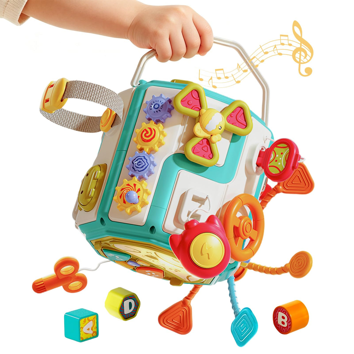 ZIYOSTAR 20in1 Busy Board Activity Cube, Educational Sensory Learning Toy for 1 2 3 Year Old Toddlers, Developmental Fine Moto