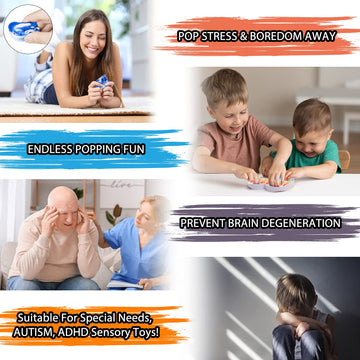 Cucue Simple Fidget Pop Toys - Portable, Calming Sensory Hand Toys For Fun & Stress Relief - Soft & Flexible Silicone Materials