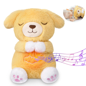 Prewplam Breathing Stuffed Animal, Dog Plush Baby Toy, Soothing Sound Machine With Music Lights & Breathing Motion For Anxiety K