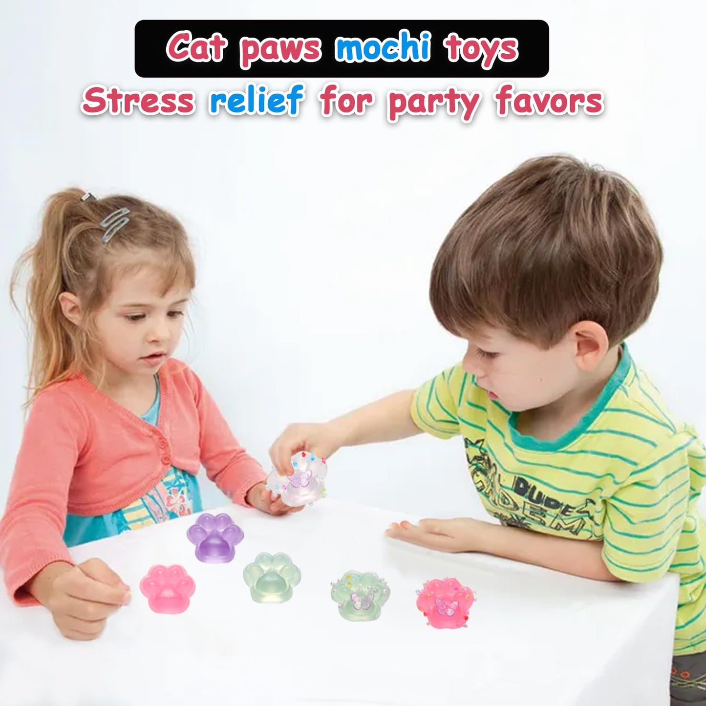 Taba Squishy Cat Paw Toys, 4Pcs Fidget Stress Relief Toys, Super Soft Sensory Toys Cute Kawaii Fufu Squishies Anxiety Relief Par