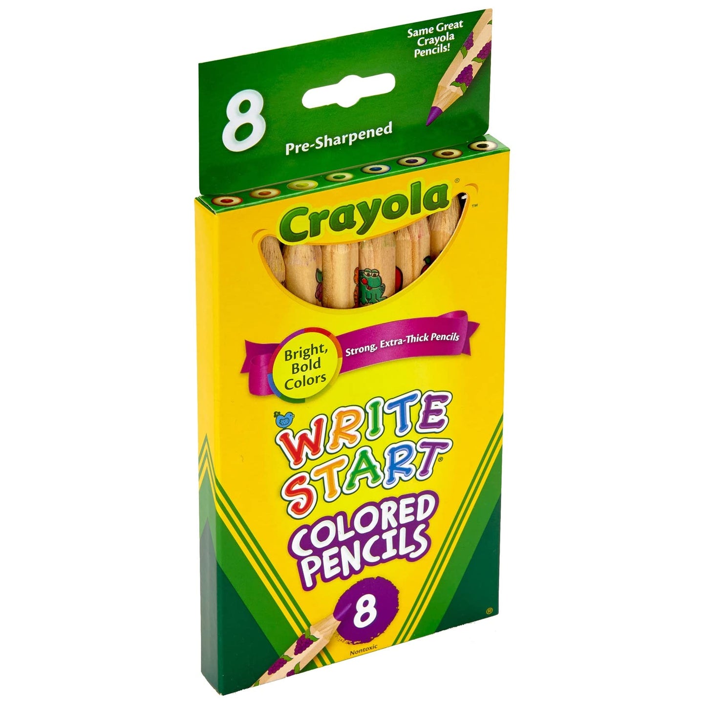 Crayola Write Start Colored Pencils, 8 Count (3-Pack), Wood, 8 Colors, Model 68-4108