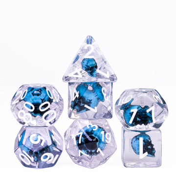 UDIXI 7PCS Polyhedral DND Dice Set, Skull d and d Dice Set for Dungeons and Dragons D&D MTG and Other Tabletop Games (Blue Skull