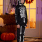 Besserbay Halloween Unisex Kids Skeleton Skull Printed Sweatshirt Set Black Hooded Outfit With Kangaroo Pocket 4 Years
