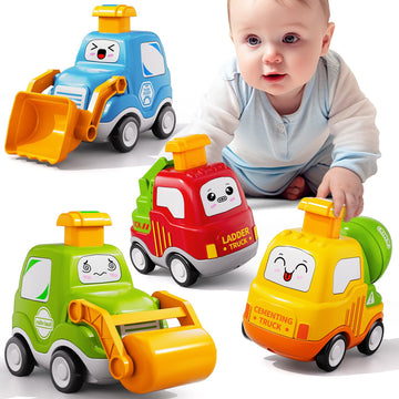 Jukudahu Press Engineering Car Toy For Tollders Age 1 2 3 4 5 6 Years Old - Toy Figure Car, Construction Cars Toys, Push And Go