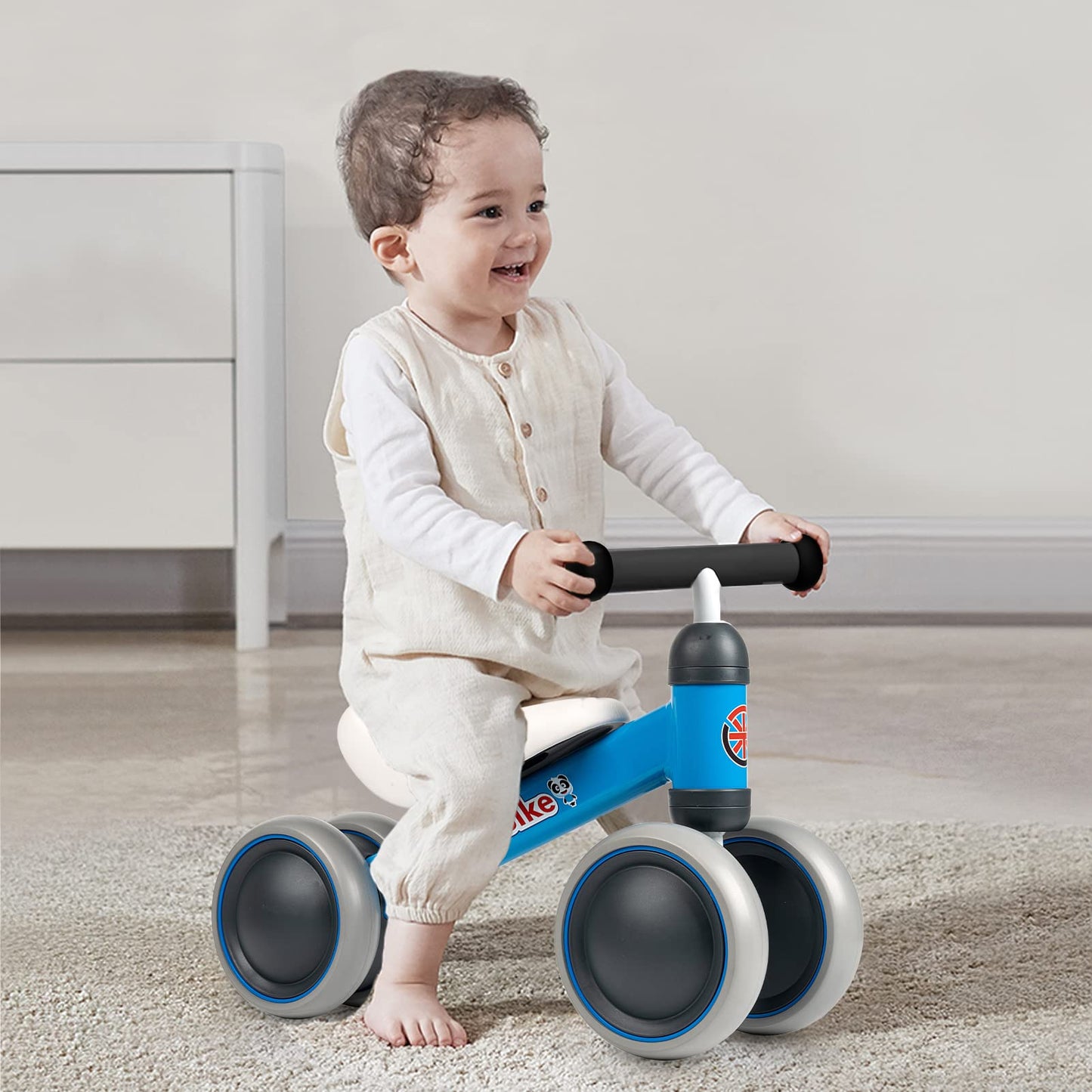 Baby Balance Bike Toys For 1 Year Old Boy Girl Gifts, 10-24 Month Toddler Balance Bike With 4 Silence Wheels, No Pedal Toddler First Bike, First Birthday Gifts Christmas For Boys And Girls (Blue)