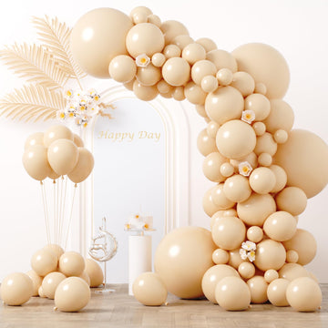 Voircoloria 130Pcs Blush Pink Balloons Different Sizes 18'' 12'' 10'' 5'' Boho Pink Latex Balloon Garland Arch Kit For Birthday