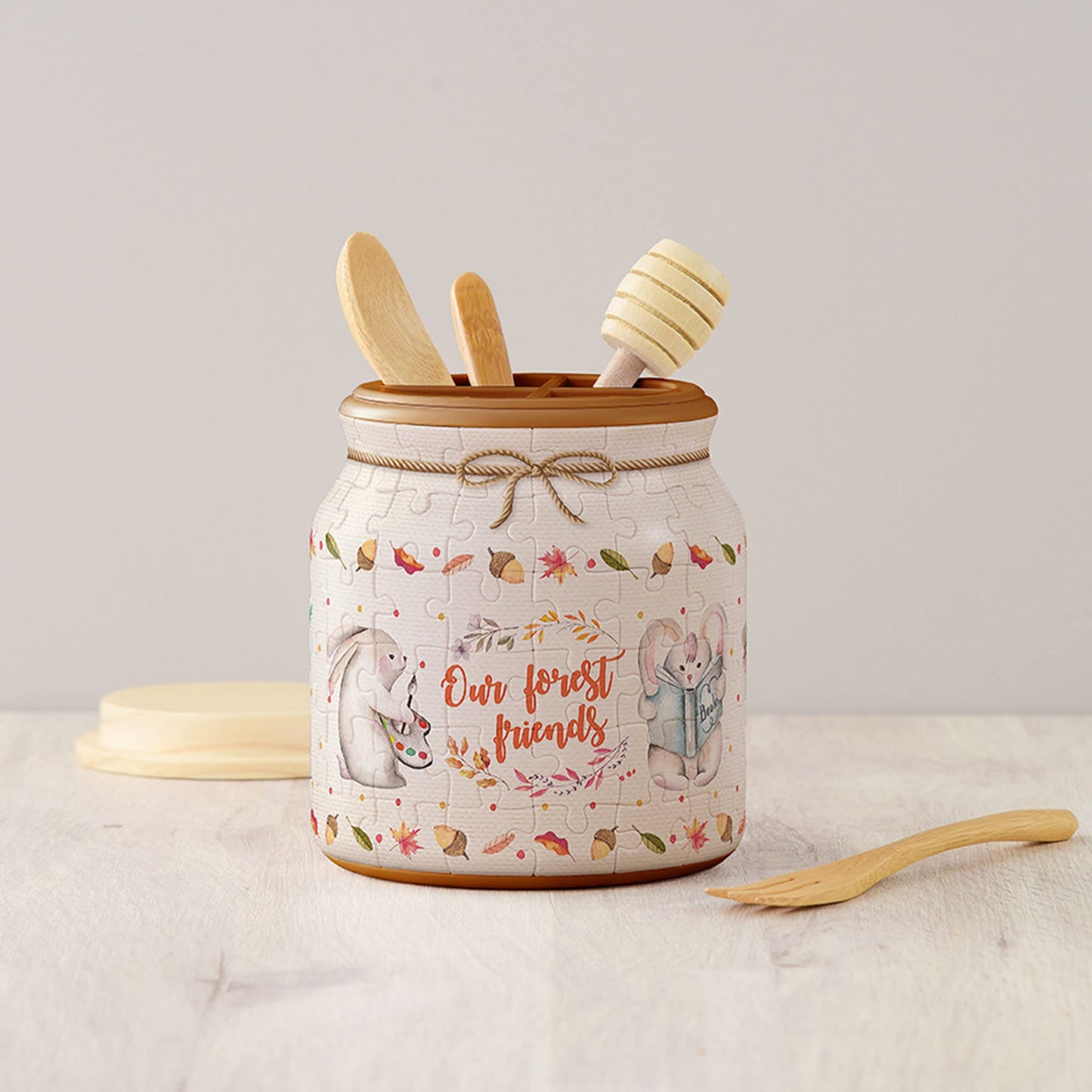 Pintoo 3D Puzzle Jar 96 Plastic Pieces For Adults - Create Your Dreams - Use Includes Divider As Pen And Utensils Holder With Wooden Lid For Kitchen Dining Study Living Room Large [Bb1001]