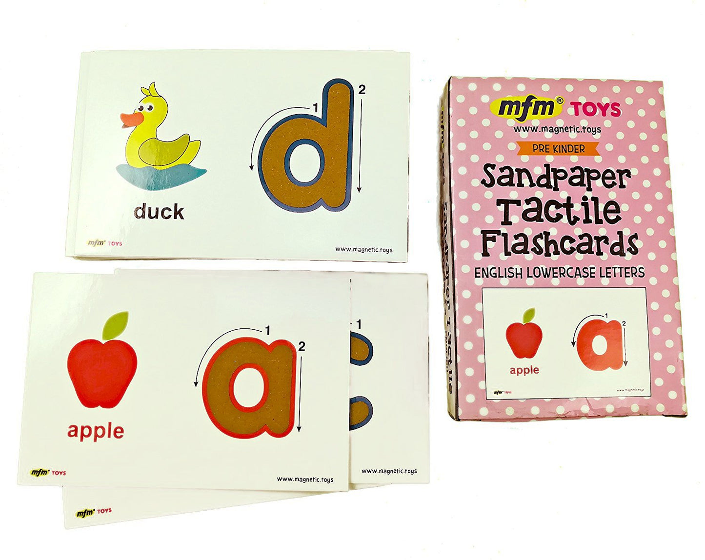 MFM Toys Sandpaper Alphabets Letters Numerals Flashcards Tactile - Early Learning Aid (Uppercase, Lowercase Combo)