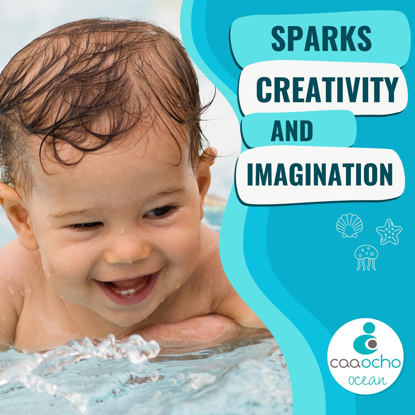 Caaocho Pure Natural Rubber Bath Toy - Nalu The Seahorse Baby Toy - Hole Free Bath Toys, Bpa Free Bath Toys For Infants, Without