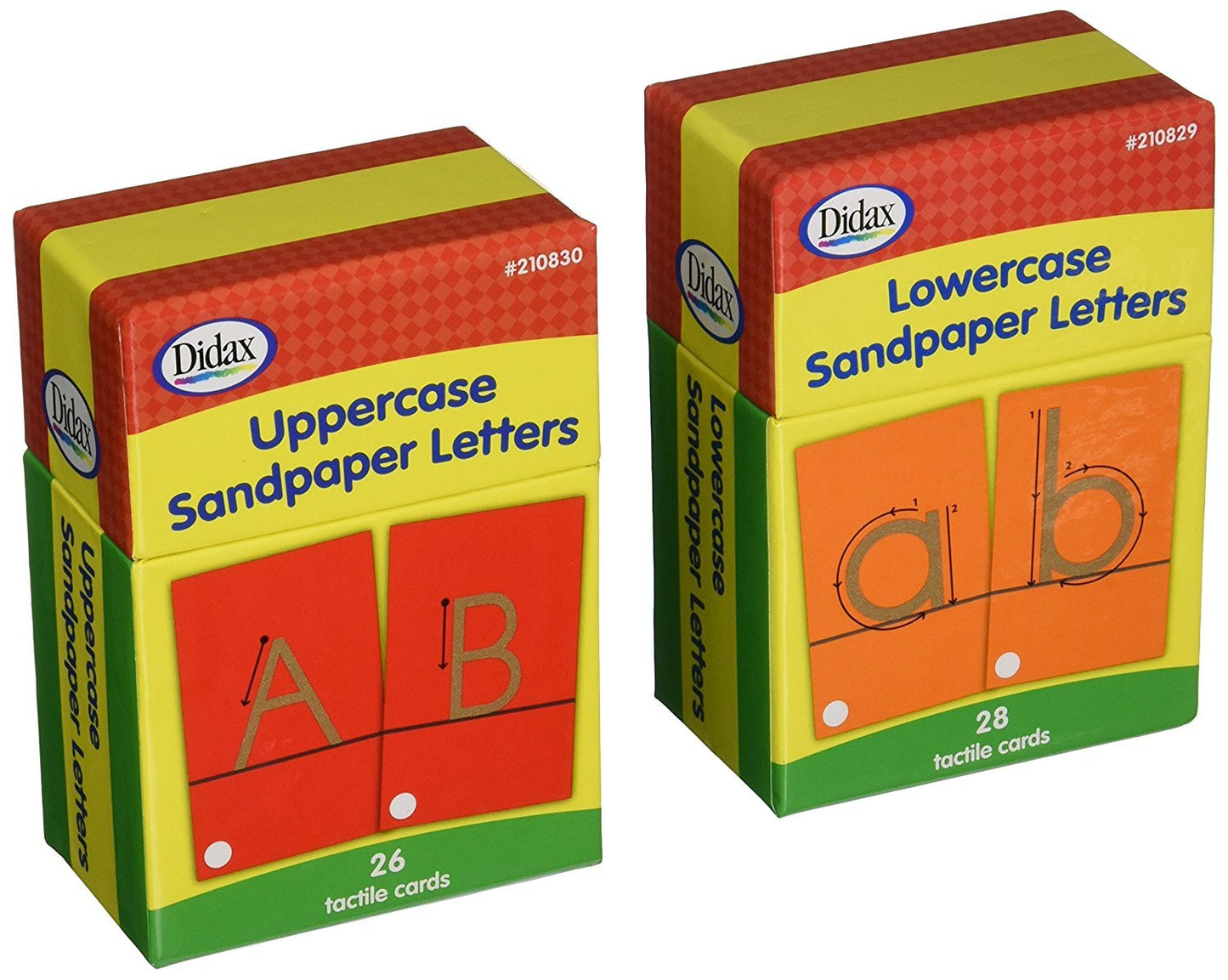 Didax Sandpaper Letters Set - 54 Tactile Alphabet Cards for Pre-K to 1st - Uppercase & Lowercase - Medium - Model 2-902