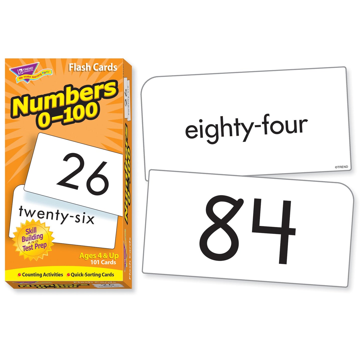 Trend Enterprises: Numbers 0-100 Skill Drill Flash Cards, Numerals And Number Words, Exciting Way For Everyone To Learn, Great F