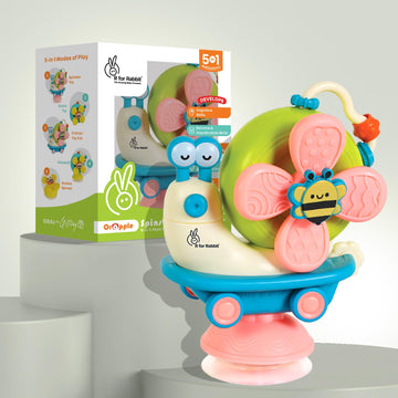 R For Rabbit Orapple Spinster Toy For Baby 5-In-1 Suction Spinner, Rattle, Friction Car, Windmill & Sensory Play | Bpa-Free, Saf