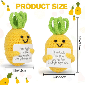 Dafuriet Mini Funny Positive Potato, 3 Inch Knitted Wool Doll With Positive Card For Cheer Up Gifts And Party Decorations, Cute Wool Positive Potato Crochet Doll For Birthday Gifts (Pineapple)
