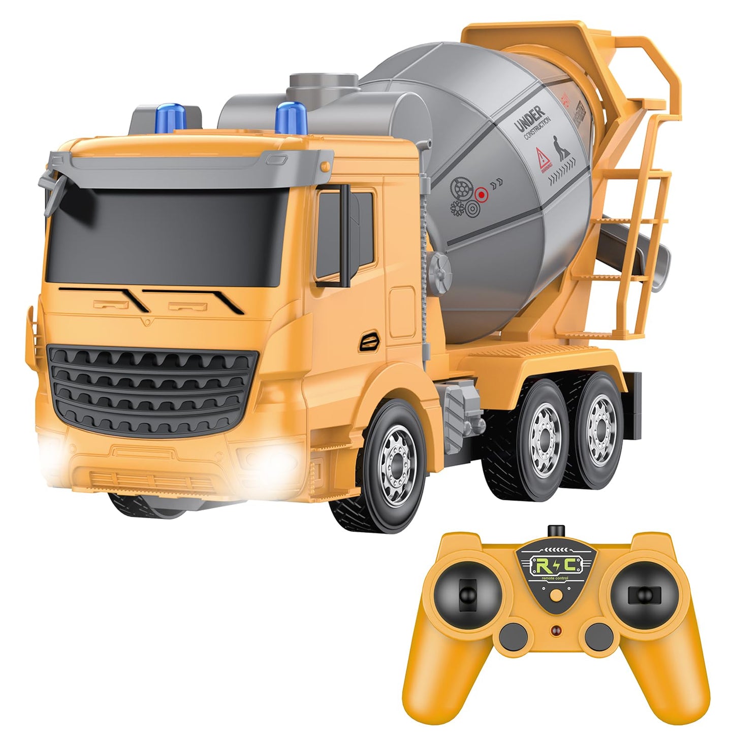 Calest Remote Control Construction Cement Truck Toy Rc Vehicle,6 Channel Truck Toys With 2 Rechargeable Batteries,1/24 Scale Cem