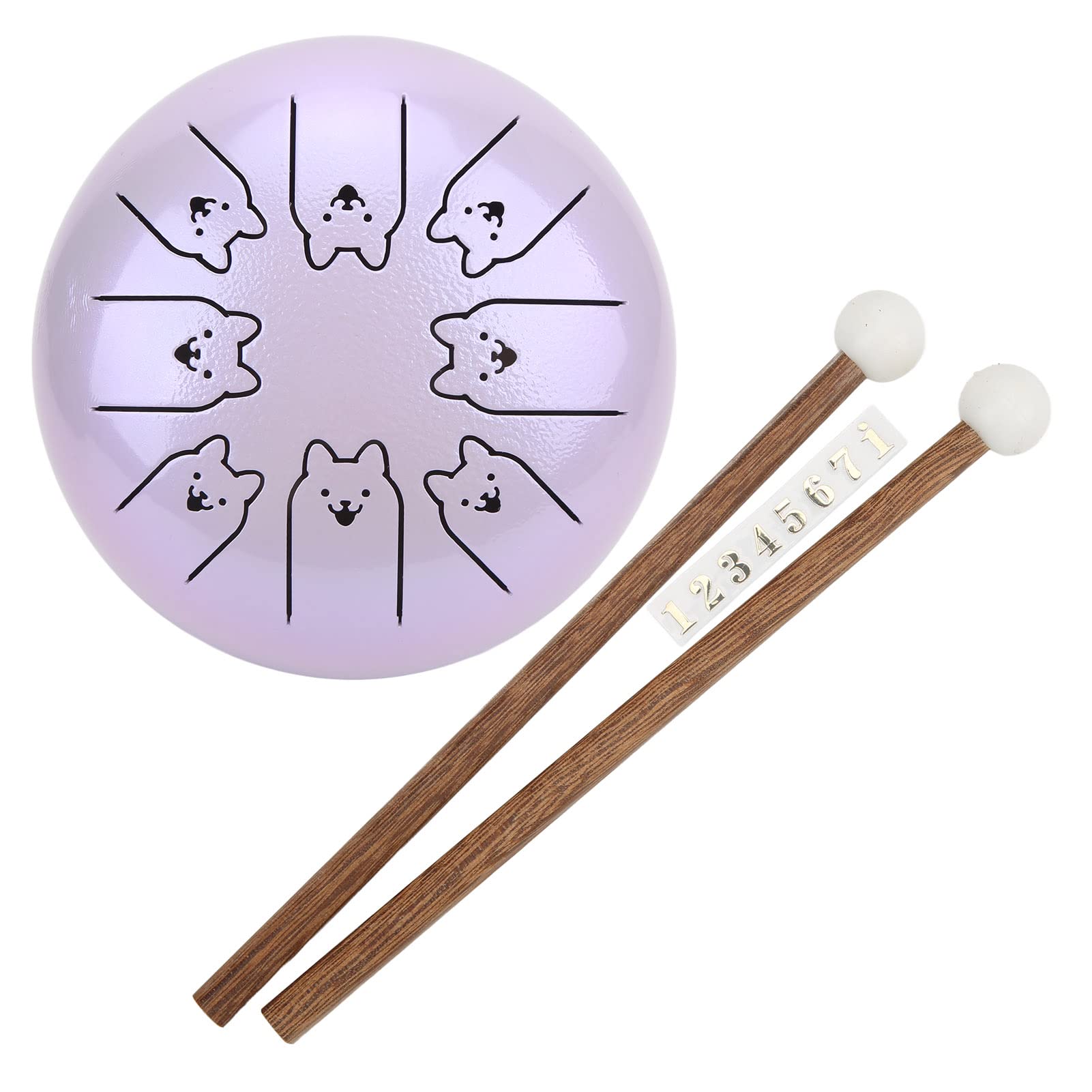 Chakra Tank Drum, Lavender 8 Nuts 5.5Inch Textured Steel Lug Drum. Improve HandFoot Coordination Hands Practice Pure Sound To 