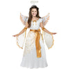 Spooktacular Creations Halloween Angel Costume For Girls, Golden White Angel Dress For Kids For Halloween Roleplay Themed Party