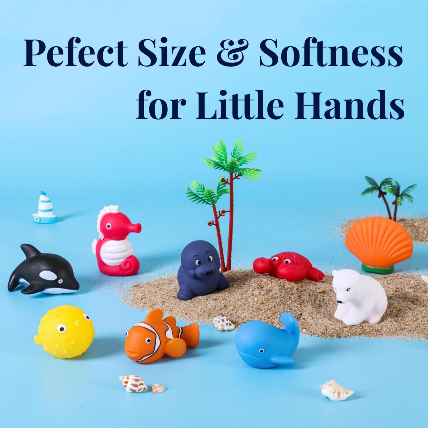Xy-Wq Bath Toys No Hole, For Infants 6-12& Toddlers 1-3, No Hole Bathtub Toys (Sea Animals, 9 Pcs With Mesh Bag)