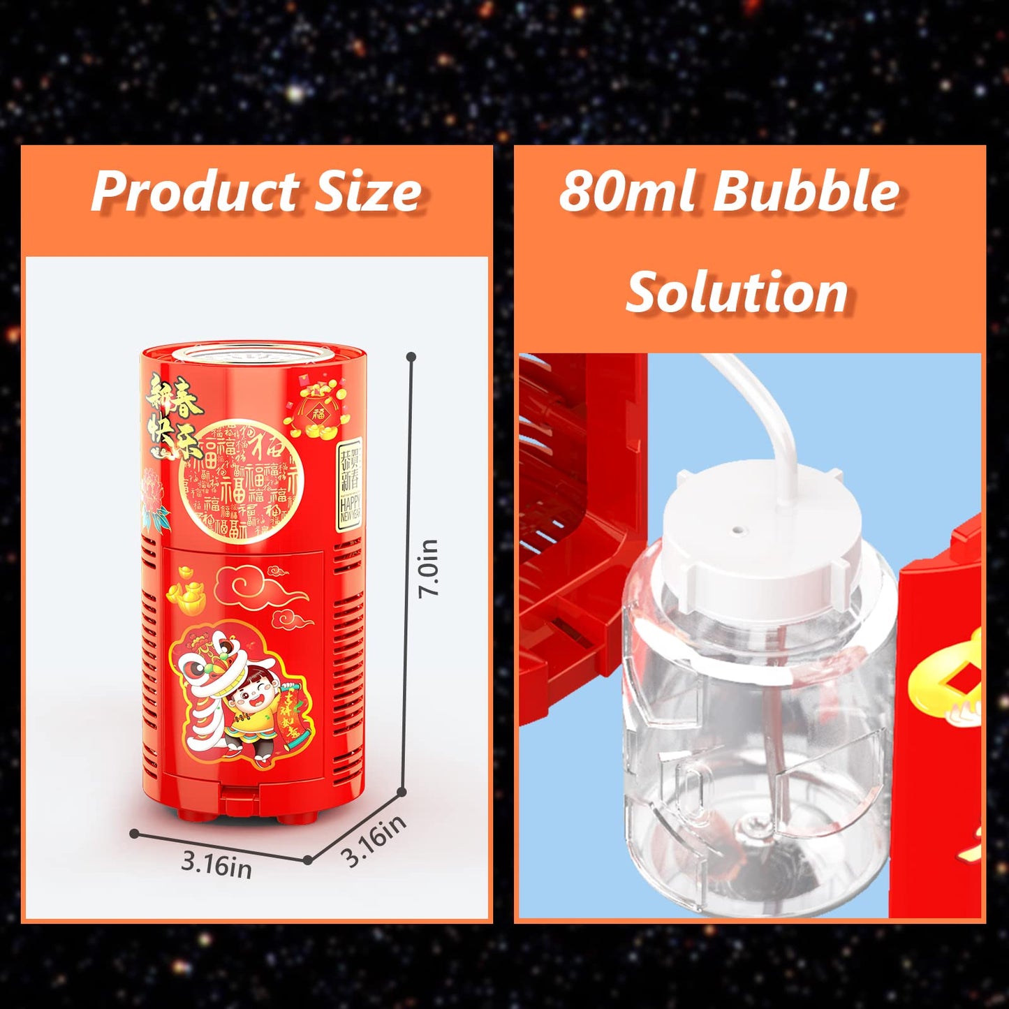 Bubble Machine with 80 ml Bubble Solution  Portable Automatic Bubble Machine with Lights and Closeable Music  Bubble Maker Toys for Kids Outside Activities Parties Wedding Christmas