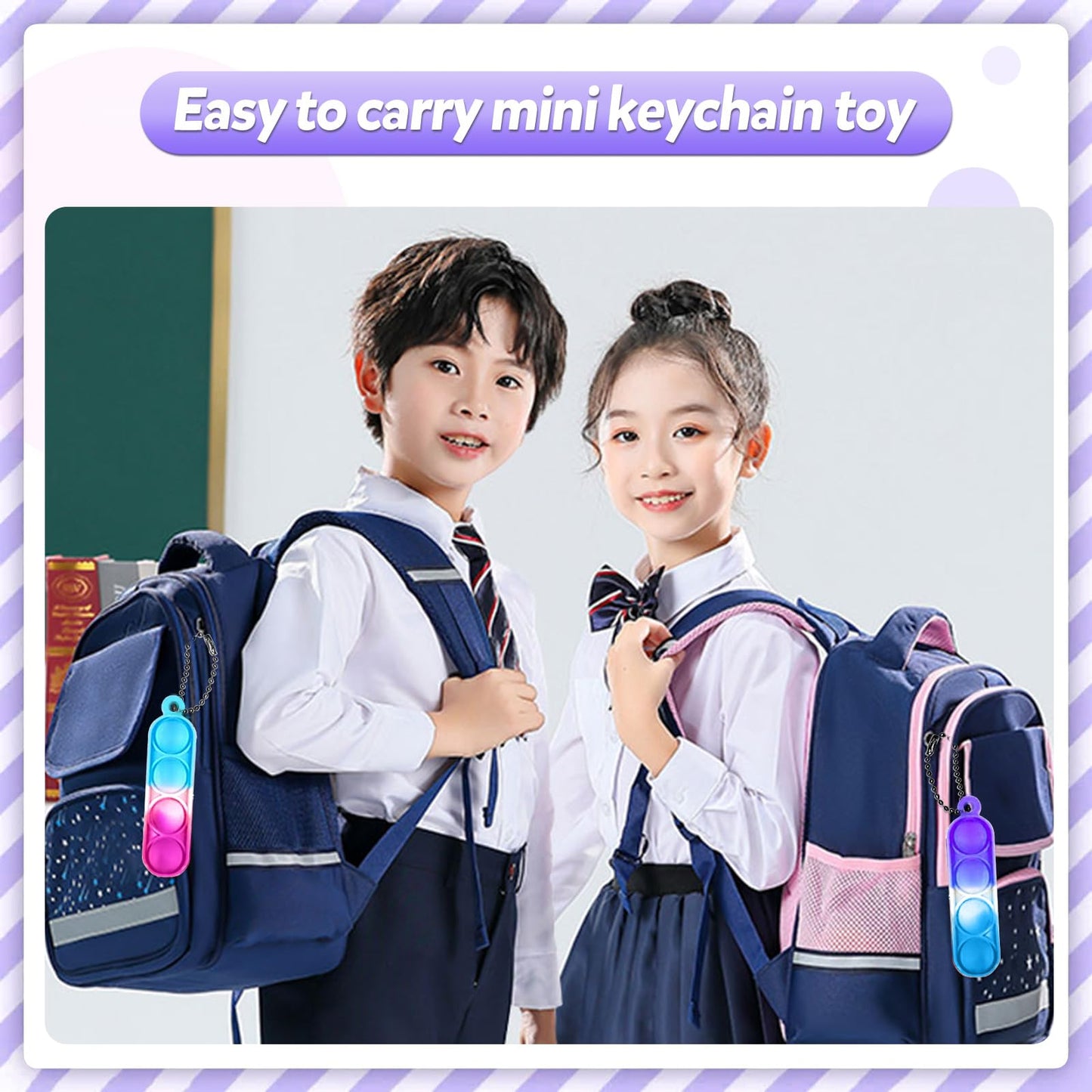 260 Pcs Pop Keychain Bulk Party Favors,Fidget Toys For Kids Bulk Mini Pop Keychain Sensory Toys Stocking Pinata Stuffers Birthda