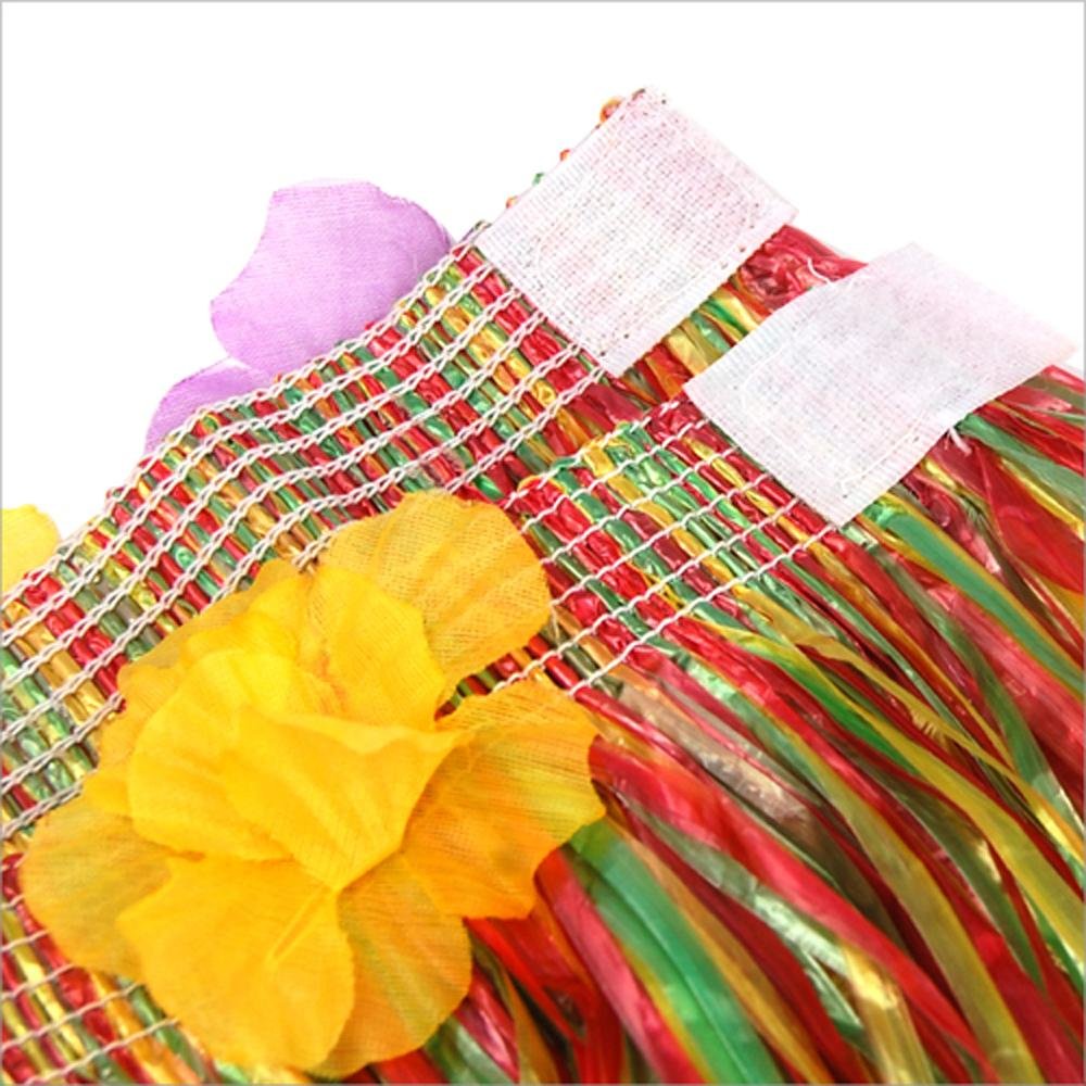 Bajotal Hawaiian Luau Hula Grass Skirt With Large Flower Costume Set For Dance Party Decorations Favors (32'' - Yellow)