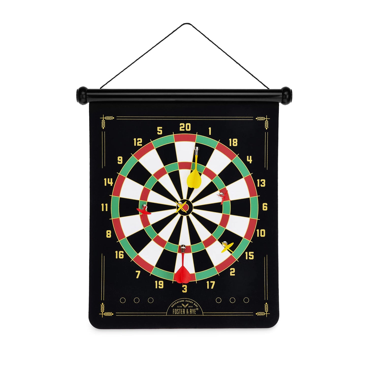 Foster & Rye Double Sided Magnetic Hunting Target Bullseye Drinking Game, Hang Anywhere, Includes 6, Dart Board Set