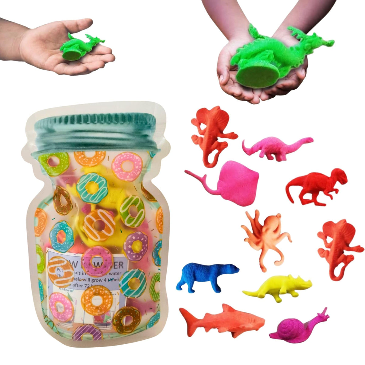 MONKEYTAIL Water Growing Creatures  20 Animal Designs | Reusable Fun Toy | Educational & Learning Toy for Toddlers, Boys & Girl
