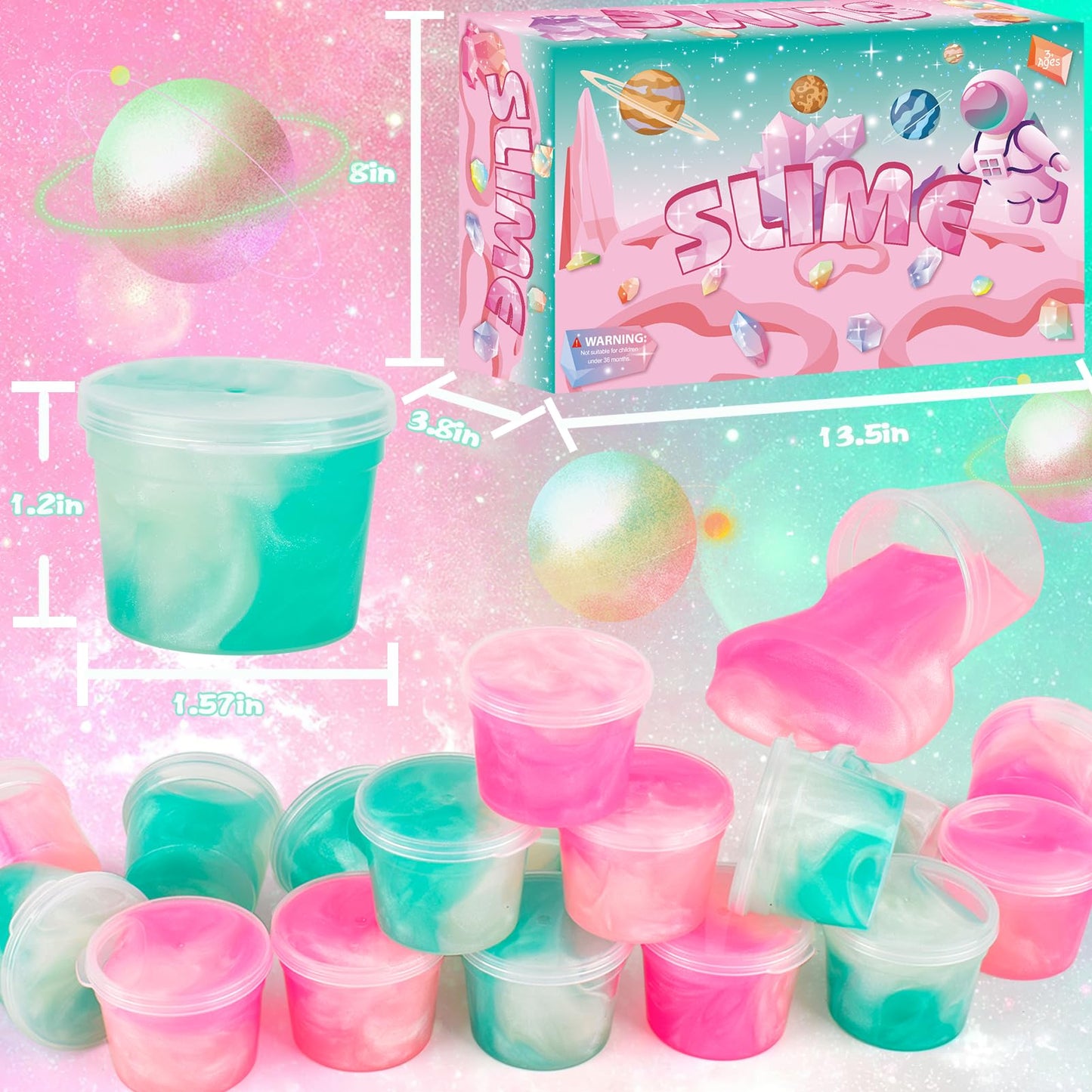 120 Pack Galaxy Slime Kit  Mini Bulk Slimes Stress Relief Toys for Girls Boys  Smooth and Soft  Party Favors  Goodie Bag Stuffers  Classroom Exchange Prizes  Valentines Slime Putty for Kids