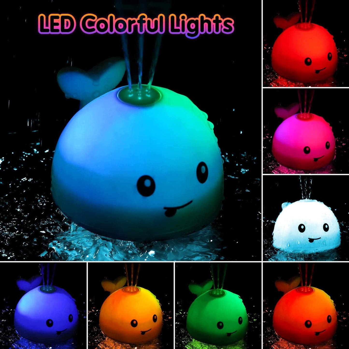 Baby Bath Toys, Toddler Bath Toys For Kids Ages 3+, Light Up Whale Bath Toy Sprinkler, Infant Baby Toys Bathtub Fountain Water T