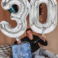 Toniful 40 Inch Silver Large Numbers Balloons Number 30 Digital 30 Helium Balloons, Foil Mylar Big Number Balloons For Birthday