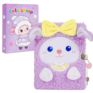 Sheep Diary For Girls With Lock, Plush Lamb Toys Gift For Teen Girls, Kids Sheep Writing Journal Notebook, Birthday Gifts For Little Girls Ages 5 6 7 8 9 10-12 Year Old