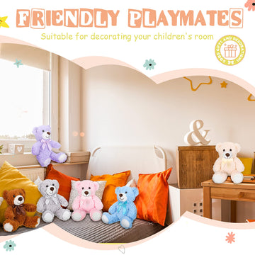 Zomiboo 7 Packs 14 Inch Plush Bear Stuffed Animals Plush Soft Cute Stuffed Dolls Birthday Party Decorations(Cute Colors)