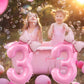 40 Inch Number 2 Balloon With Bow Pink Happy Birthday Jumbo Number Balloon For Girls Daughter Birthday Decorations Party Supplie