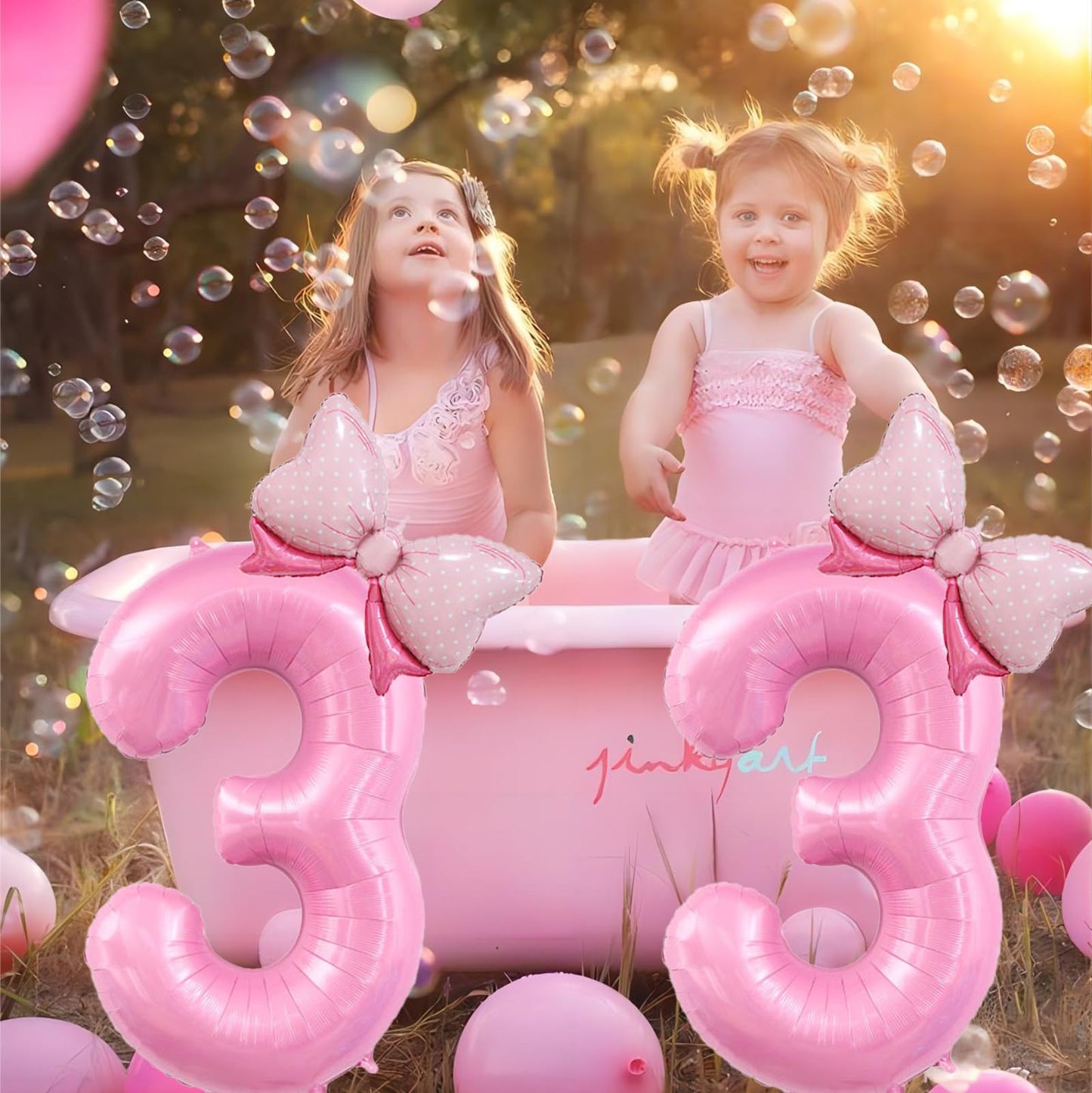 40 Inch Number 3 Balloon With Bow Pink Birthday Number Balloon For Girls Daughter Birthday Decorations Party Supplies
