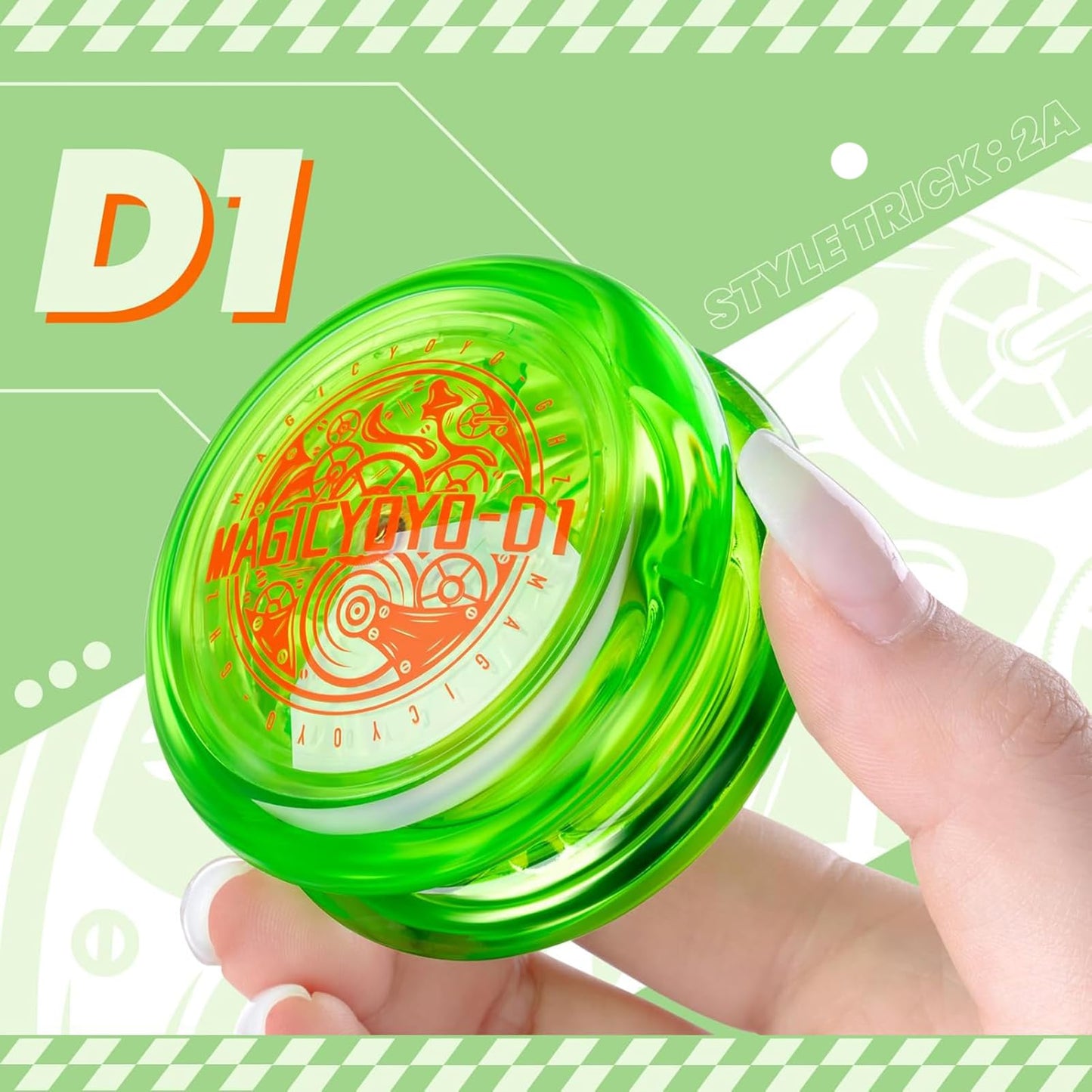 Looping Yoyo Responsive Yoyo For Kids Beginners, Starter Yo Yo 2A Loop Yo-Yo Easy To Play Basic String Tricks (D1 Red + Green)