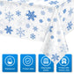3 Pieces Snowflake Christmas Party Tablecloth Decorations,Plastic White Snowflake White Blue Xmas Backdrop Sign Table Cover Bann