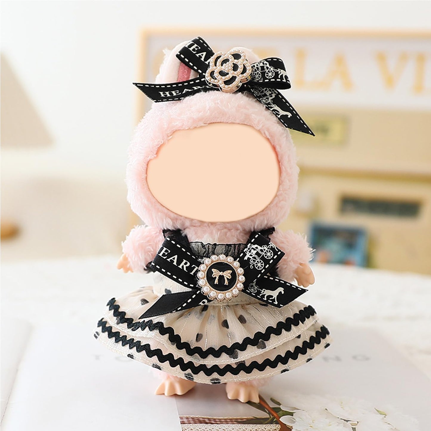 QIUTIMIY Clothes for Doll 17cm Doll Clothes 2-Piece-Set Doll Clothes enhanced Doll Outfit with Accessories-Birthday Hairpin+Dress(NO Doll Included)