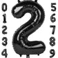 Number 2 Balloon 40 Inch Black Two Balloon Number Birthday Decorations, 2Nd 12 21St Party Celebration Decorations Graduations An
