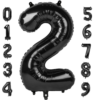 Number 2 Balloon 40 Inch Black Two Balloon Number Birthday Decorations, 2Nd 12 21St Party Celebration Decorations Graduations An