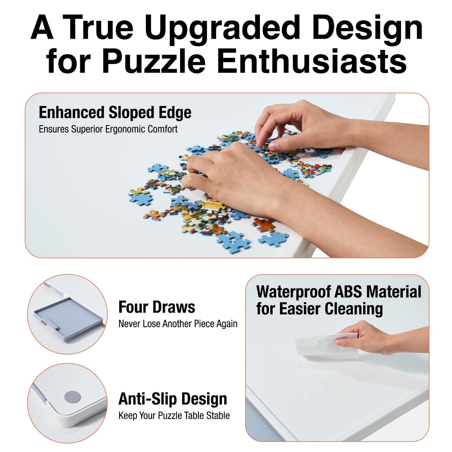 Welgee Rotating Puzzle Board With Drawers 1000 Pieces,Upgraded Lazy Susan Spinning Jigsaw Puzzle Organizer Table (31''X 23'') Wi