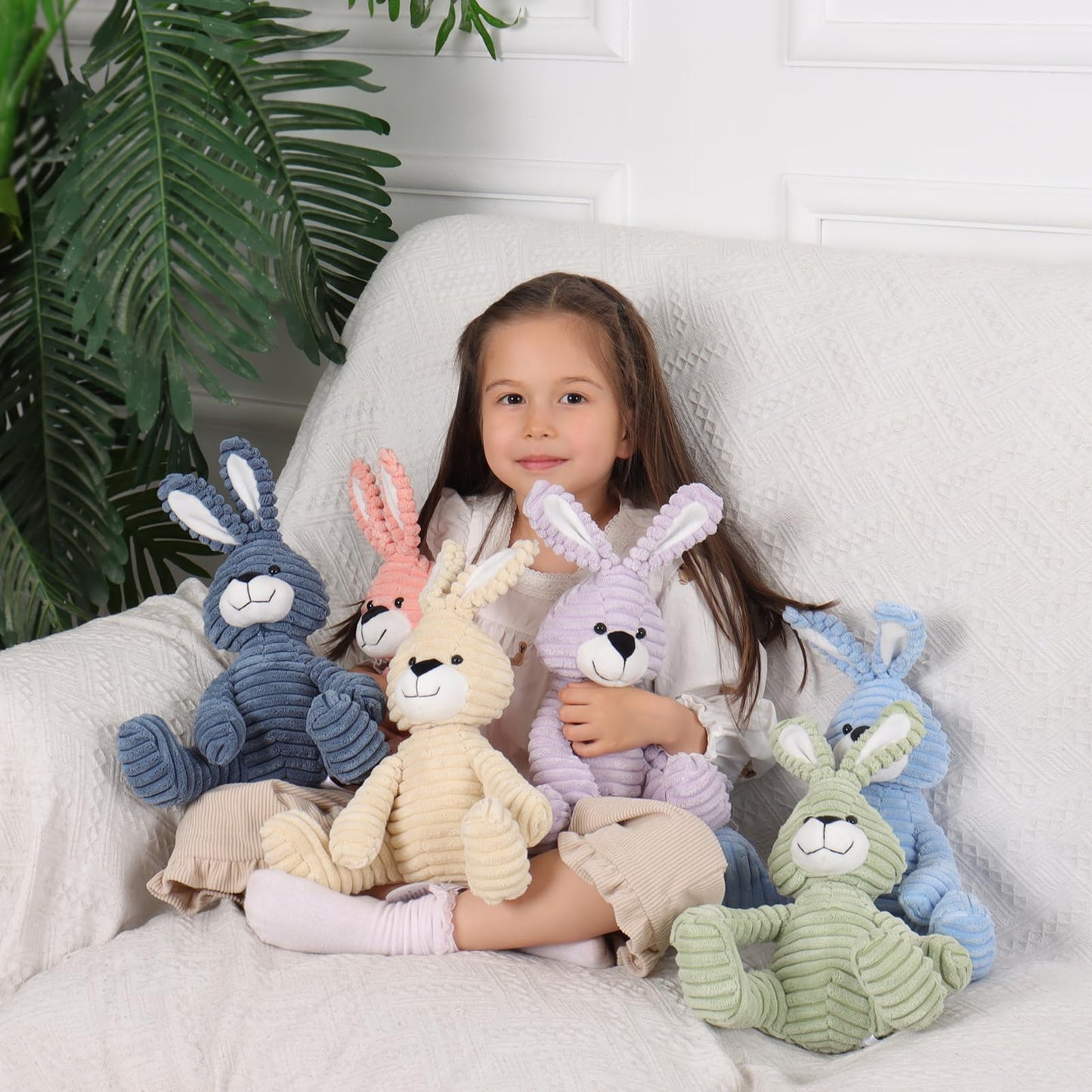 Apricot Lamb Plush Corduroy Rabbit Bunny Stuffed Animal, Beige, 8.5" Soft Cuddly Toy, Model 782937361019