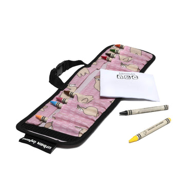 Urban Infant Kids Crayon Travel Case Carrier – Comes With Set Of 10 Non-Toxic Crayons And Draw Booklet – Toddler Activity – Easy Wallet-Style Close And Clipping Handles - Llamas
