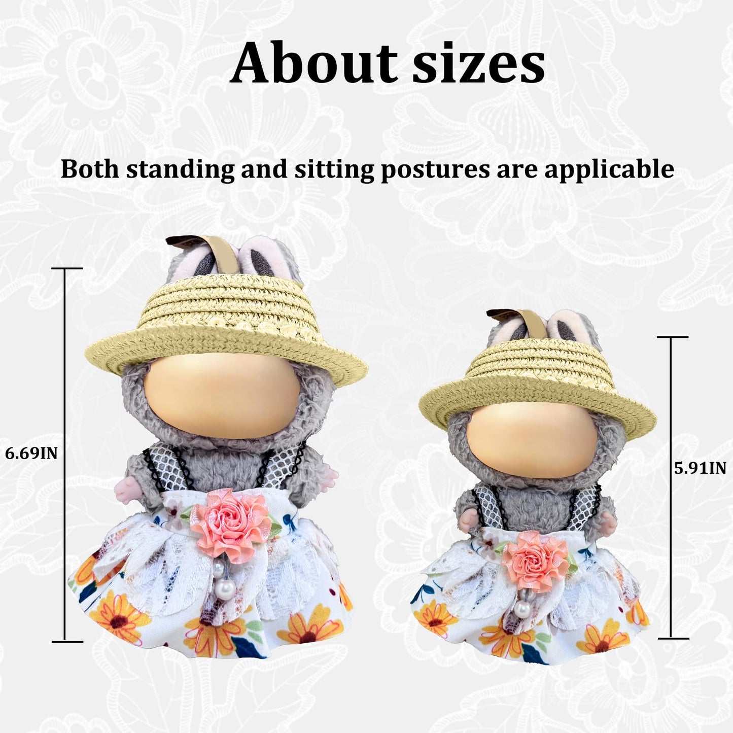 17cm Doll Clothes Set(NO Doll) - Cute Knit Sweater & Handcrafted Crochet Skirt  enhanced Fashion Dresses  Soft Stretch Fabric Costume Accessories Summer Straw Hat White Dress Suit