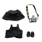 17cm Light Purple Outfit Set (Doll Not Included) - Bucket Hat  Overalls Shorts  Mini Camera & Shoes  Cute Style for 17cm Doll Dress-up (Black SC)