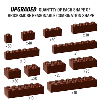 300 Piece Brown Bricks Bulk Assortment Pack, Brown Brick Accessories For Building With 12 Size, Compatible With Lego Parts And P